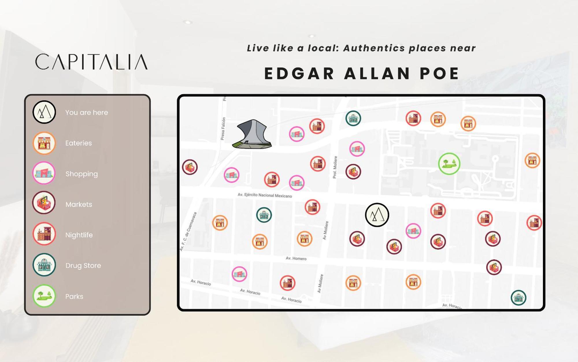 Capitalia - Luxury Apartments - Edgar Allan Poe Mexico City Luaran gambar